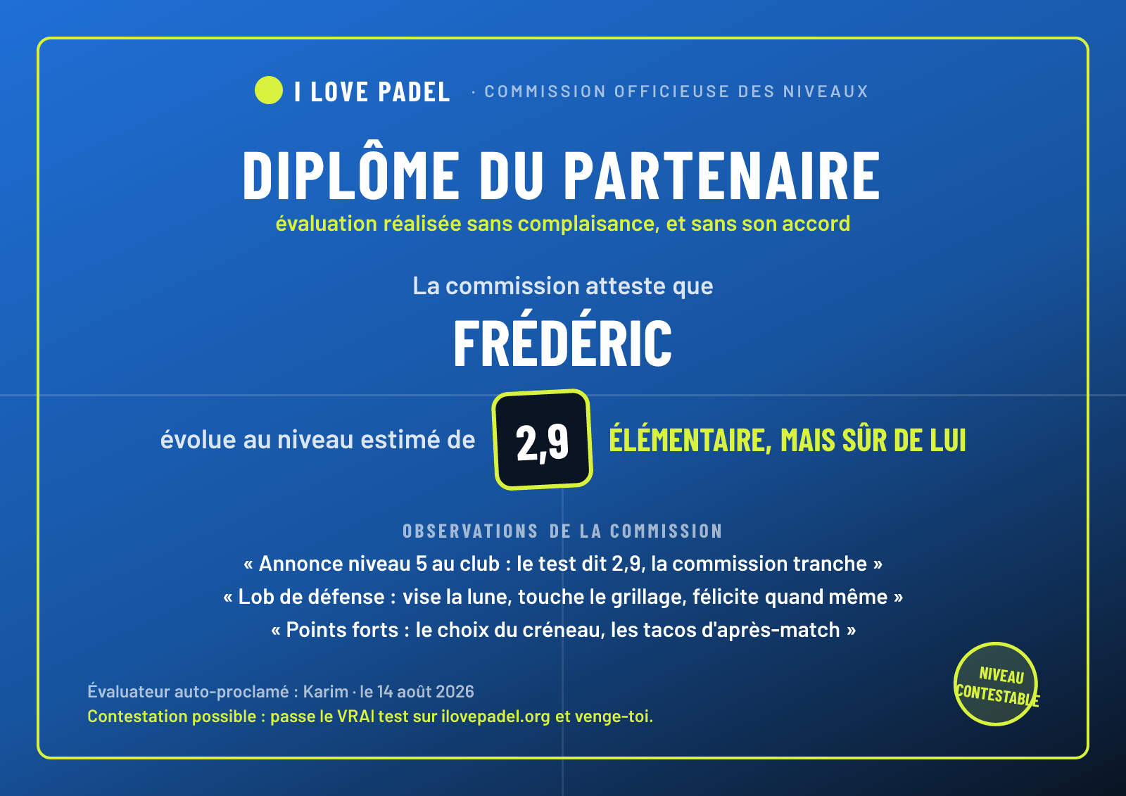 Exemple de diplôme du partenaire